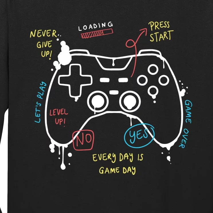 Gamer Funny Gaming Remote Everyday Is Game Day Long Sleeve Shirt