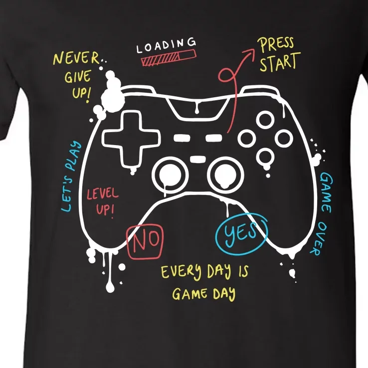 Gamer Funny Gaming Remote Everyday Is Game Day V-Neck T-Shirt