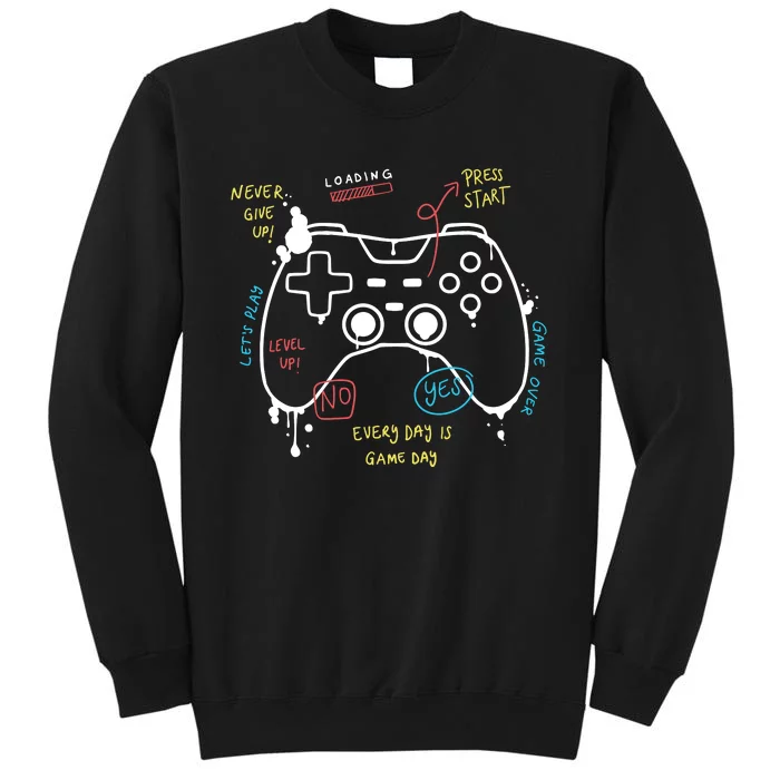 Gamer Funny Gaming Remote Everyday Is Game Day Tall Sweatshirt