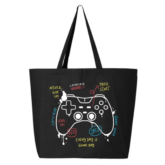 Gamer Funny Gaming Remote Everyday Is Game Day 25L Jumbo Tote