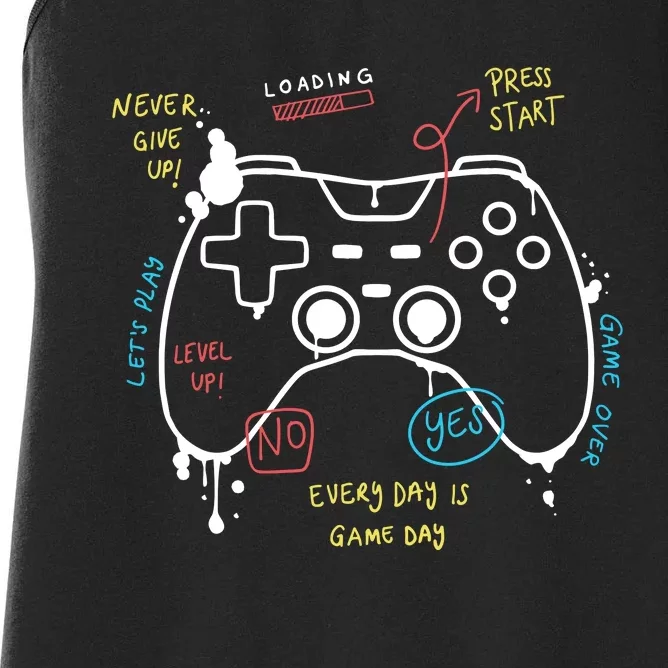 Gamer Funny Gaming Remote Everyday Is Game Day Women's Racerback Tank