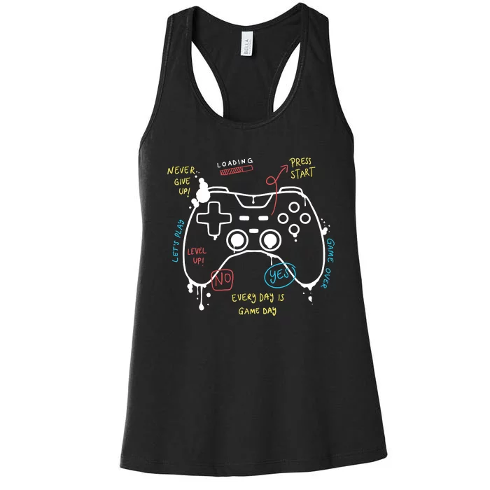 Gamer Funny Gaming Remote Everyday Is Game Day Women's Racerback Tank