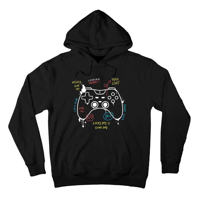 Gamer Funny Gaming Remote Everyday Is Game Day Tall Hoodie