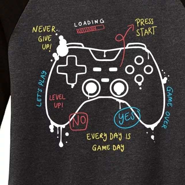 Gamer Funny Gaming Remote Everyday Is Game Day Women's Tri-Blend 3/4-Sleeve Raglan Shirt