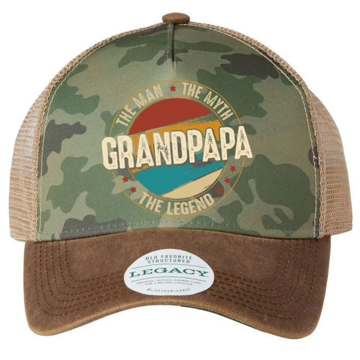 Grandpapa From Grandchildren Grandpapa Myth Legend Legacy Tie Dye Trucker Hat