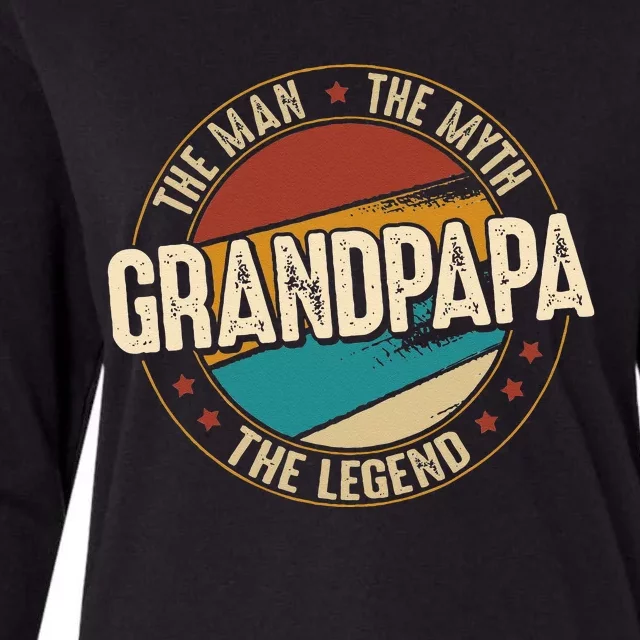 Grandpapa From Grandchildren Grandpapa Myth Legend Womens Cotton Relaxed Long Sleeve T-Shirt