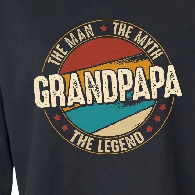 Grandpapa From Grandchildren Grandpapa Myth Legend Cropped Pullover Crew