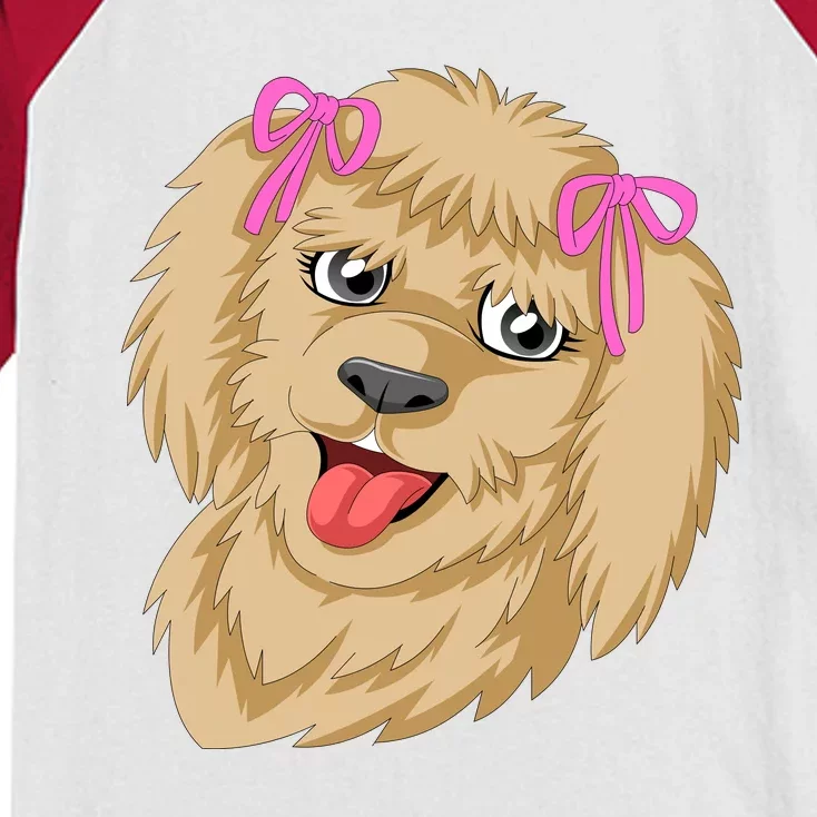 Goldendoodle Face Kids Colorblock Raglan Jersey