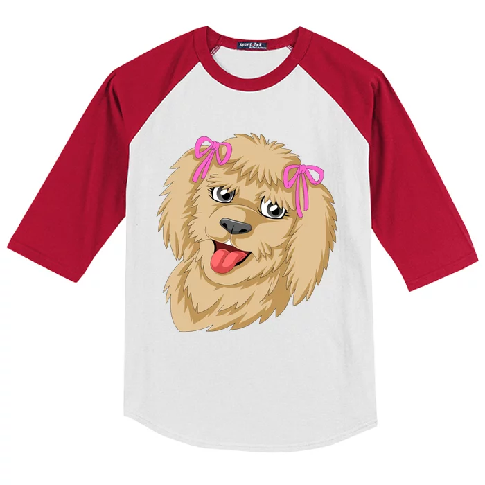 Goldendoodle Face Kids Colorblock Raglan Jersey