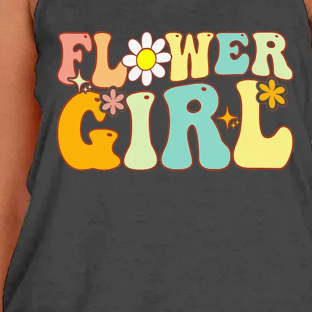 Groovy Flower Girl A Bridesmaid Proposal Flower Girl Women's Knotted Racerback Tank