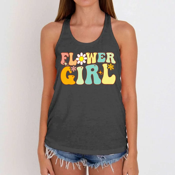 Groovy Flower Girl A Bridesmaid Proposal Flower Girl Women's Knotted Racerback Tank