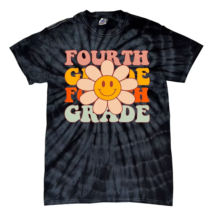 Groovy Fourth Grade Daisy Colorful Back To School Teacher Tie-Dye T-Shirt