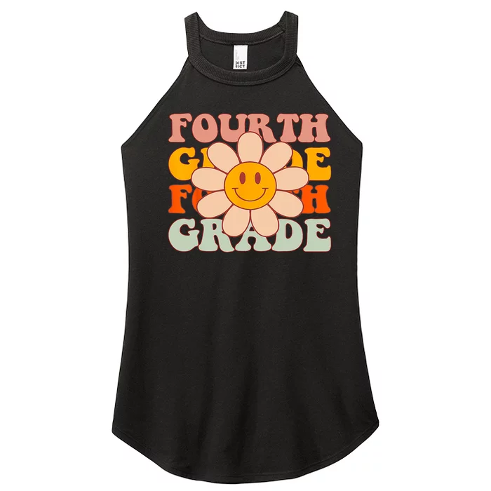 Groovy Fourth Grade Daisy Colorful Back To School Teacher Women’s Perfect Tri Rocker Tank