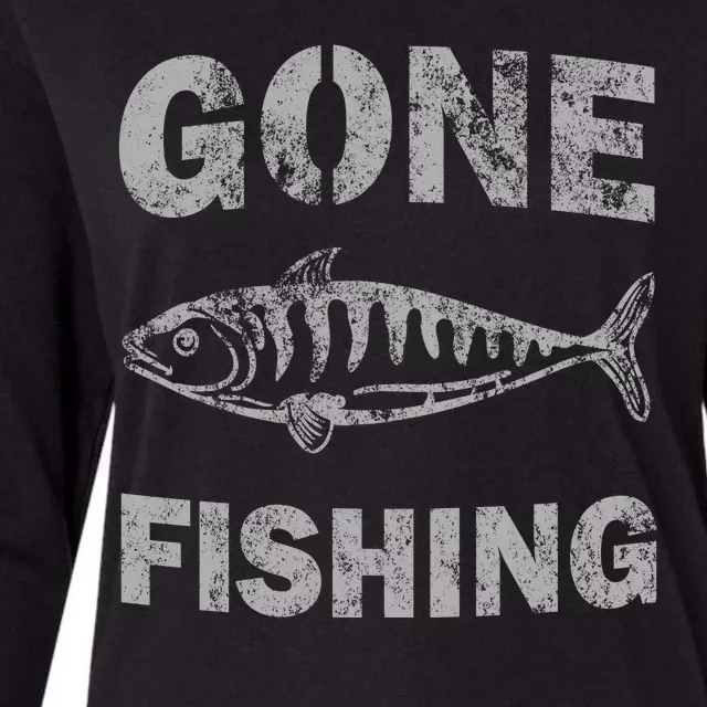 Gone Fishing Womens Cotton Relaxed Long Sleeve T-Shirt