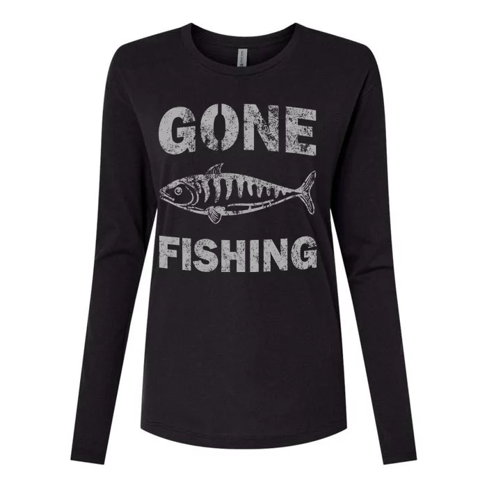 Gone Fishing Womens Cotton Relaxed Long Sleeve T-Shirt