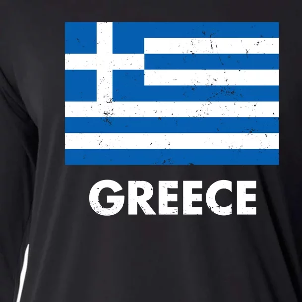 Greece Flag Greek Retro Cooling Performance Long Sleeve Crew