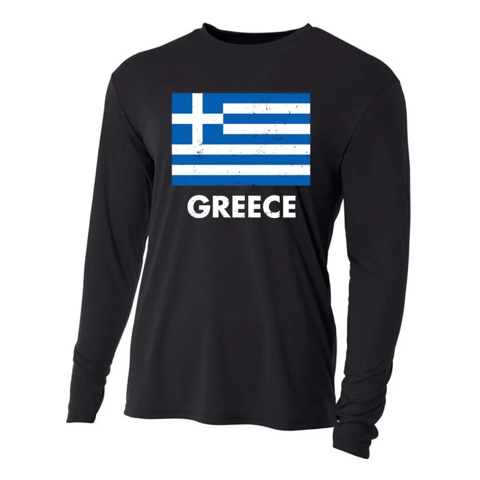 Greece Flag Greek Retro Cooling Performance Long Sleeve Crew