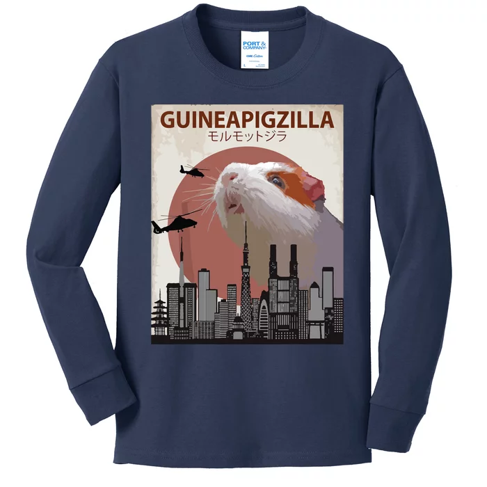 Guineapigzilla Funny Guinea Pig Gift Kids Long Sleeve Shirt