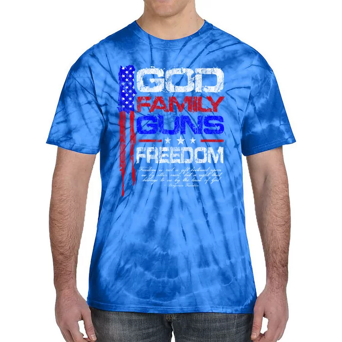 God Family Guns Freedom Conservative American Flag Cool Gift Tie-Dye T-Shirt