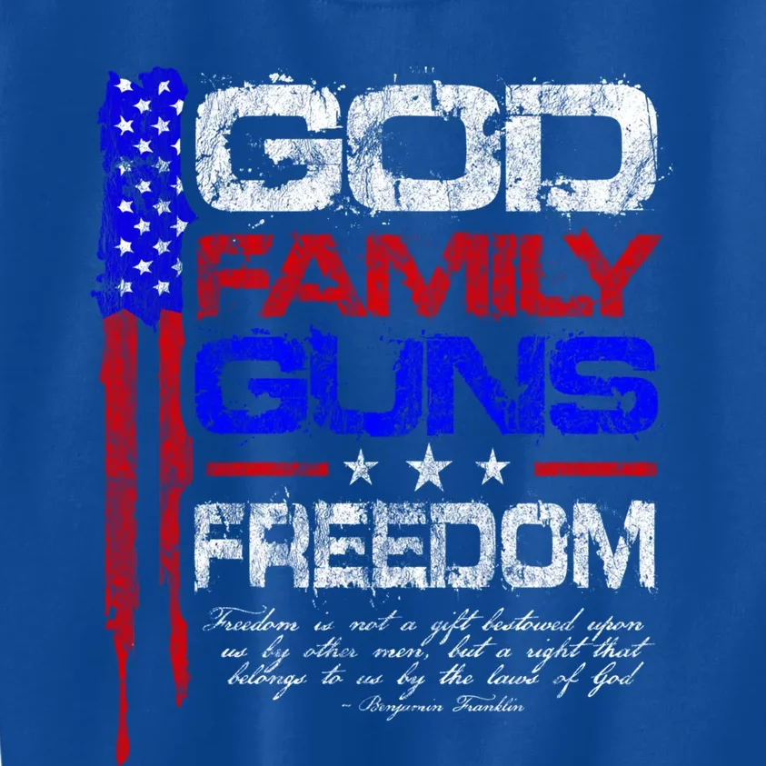 God Family Guns Freedom Conservative American Flag Cool Gift Kids Sweatshirt