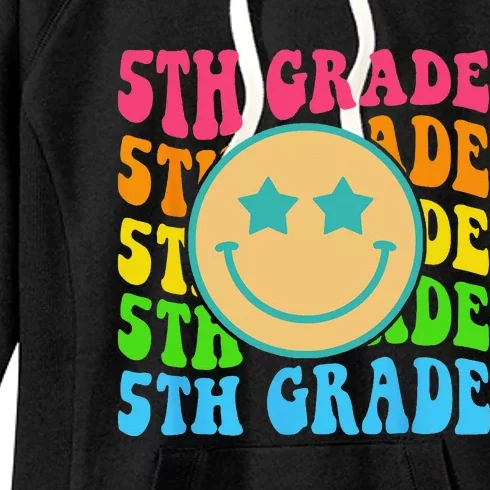 Groovy Fifth Grade Vibes Face Retro Teachers Back To School Women's Fleece Hoodie