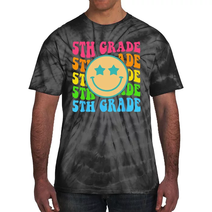 Groovy Fifth Grade Vibes Face Retro Teachers Back To School Tie-Dye T-Shirt