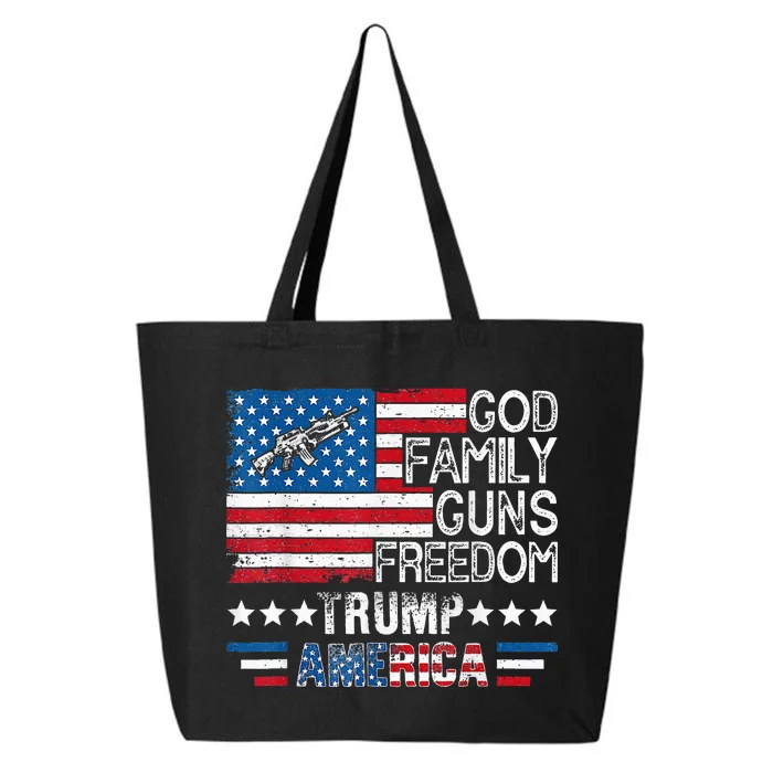 God Family Guns & Freedom Pro Trump 2024 Maga American Flag 25L Jumbo Tote