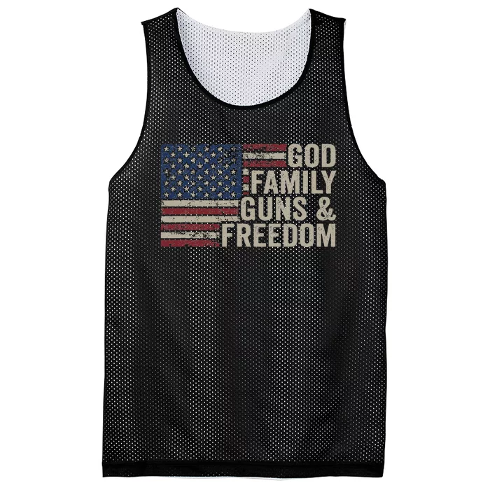 God Family Guns & Freedom Pro Gun Vintage Usa Flag Mesh Reversible Basketball Jersey Tank