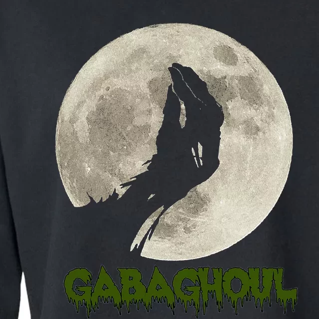 Gabaghoul Funny Hand Moon Halloween Cropped Pullover Crew