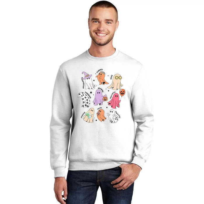 Ghost Friends Halloween AAC SLP Squad Speech Language Sweatshirt