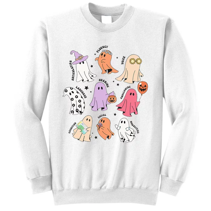 Ghost Friends Halloween AAC SLP Squad Speech Language Sweatshirt