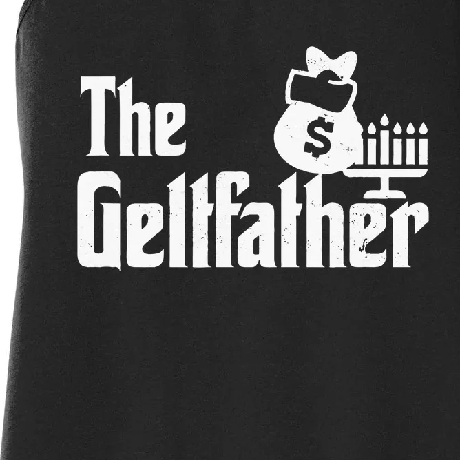 Gelt Father Hanukkah Dreidel Game Jewish Dad Menorah Latkes Women's Racerback Tank