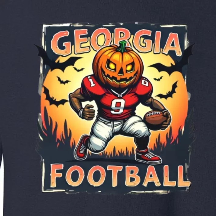 Georgia Football Halloween Pumpkin Player Spooky Georgia Jack O Lanter Toddler Sweatshirt