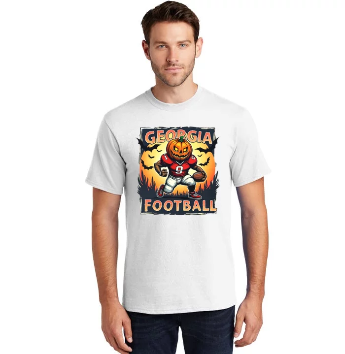 Georgia Football Halloween Pumpkin Player Spooky Georgia Jack O Lanter Tall T-Shirt