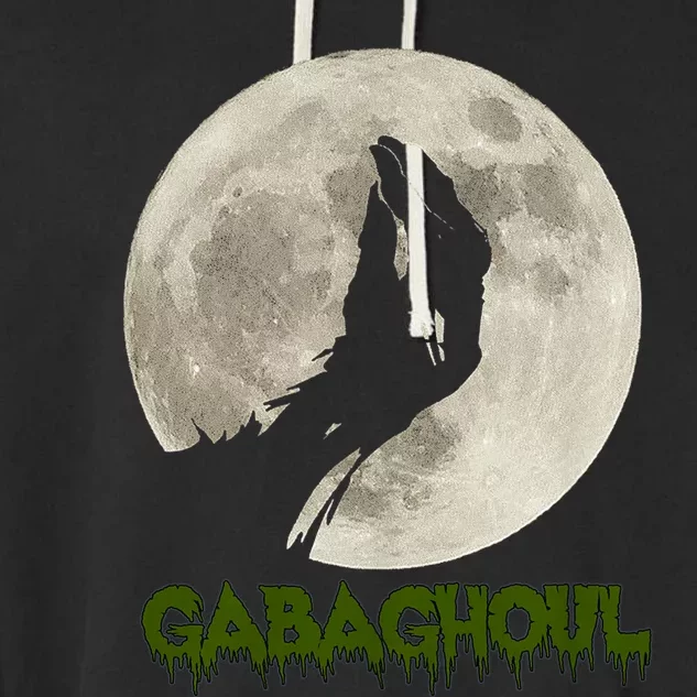 Gabaghoul Funny Hand Moon Halloween Garment-Dyed Fleece Hoodie