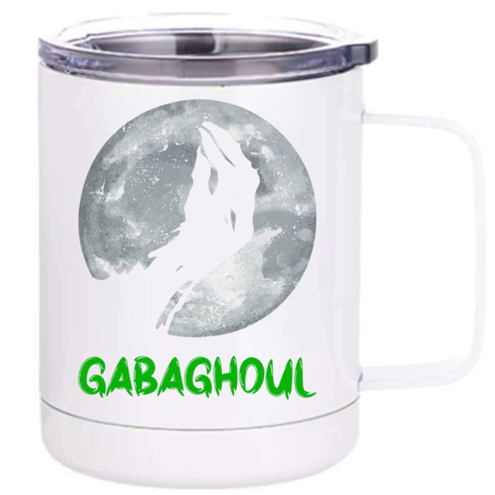 Gabaghoul Funny Hand Moon Halloween Gift Front & Back 12oz Stainless Steel Tumbler Cup