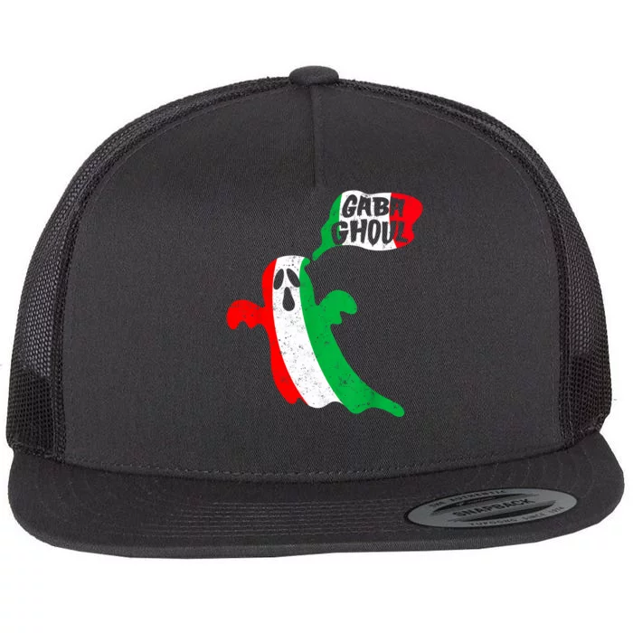 Gabaghoul Funny Haloween Italian Costume Gaba Ghoul Ghost Flat Bill Trucker Hat