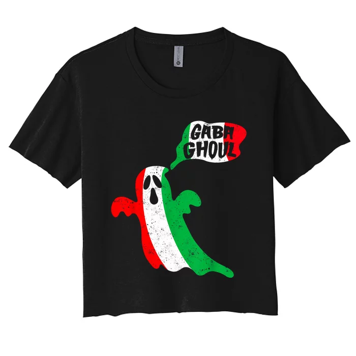 Gabaghoul Funny Haloween Italian Costume Gaba Ghoul Ghost Women's Crop Top Tee