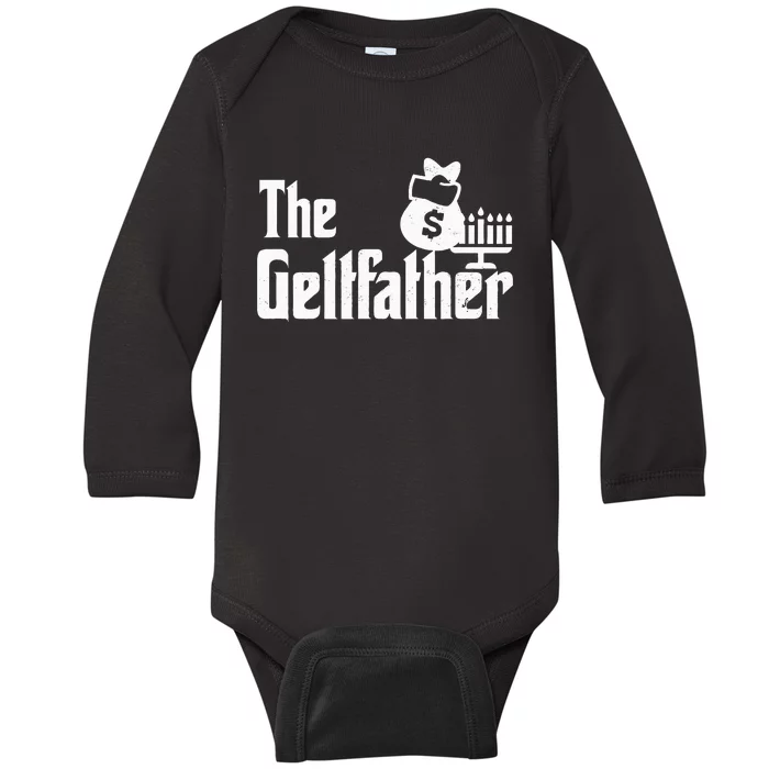 Gelt Father Hanukkah Dreidel Game Jewish Dad Menorah Latkes Baby Long Sleeve Bodysuit