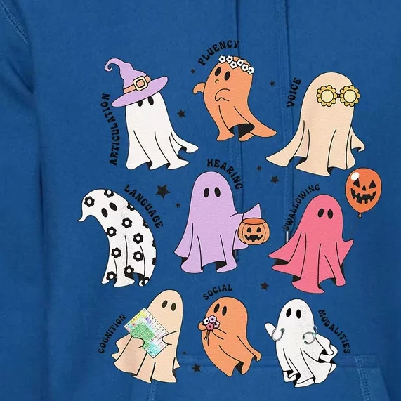 Ghost Friends Halloween AAC SLP Squad Speech Language Premium Hoodie