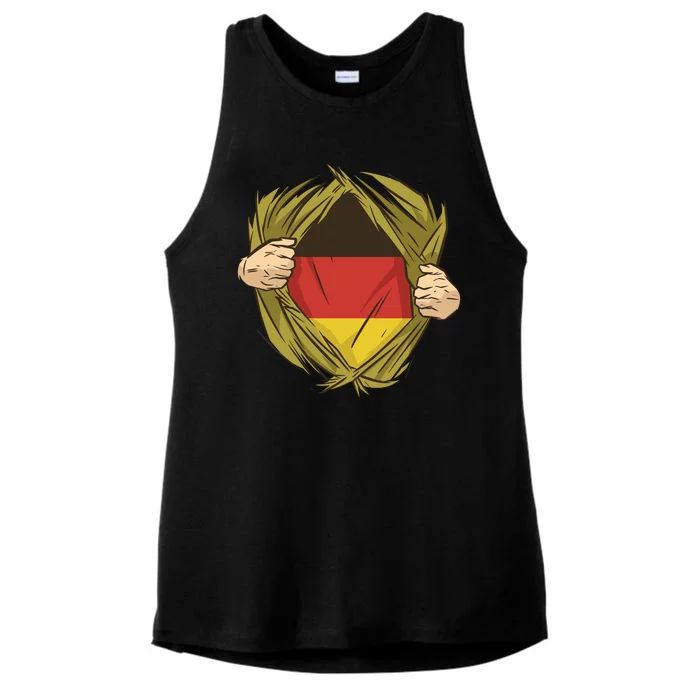 Germany Flag Hero Ladies Tri-Blend Wicking Tank