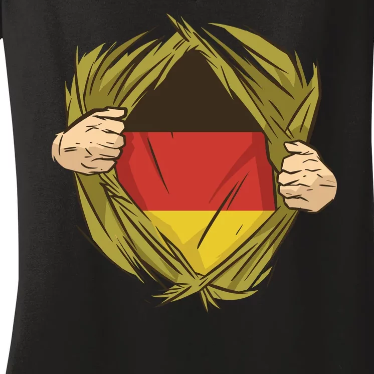 Germany Flag Hero Women's V-Neck T-Shirt