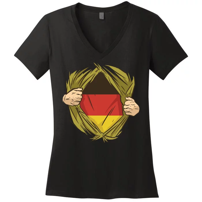 Germany Flag Hero Women's V-Neck T-Shirt