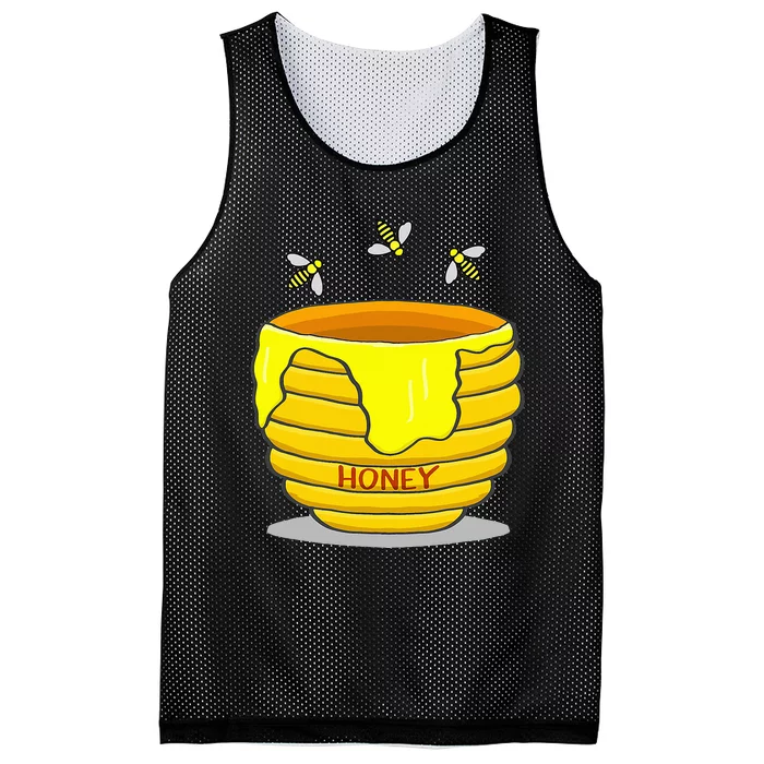 Gift for Honey Pot With Honey Bees Sweet Mesh Reversible Basketball Jersey Tank