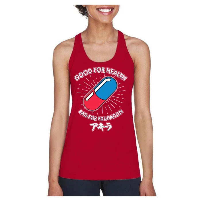 Good For Health Bad For Education Logo Anime Fan Women's Racerback Tank