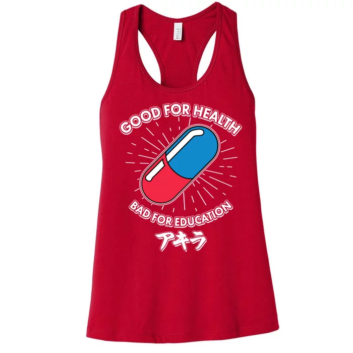 Good For Health Bad For Education Logo Anime Fan Women's Racerback Tank