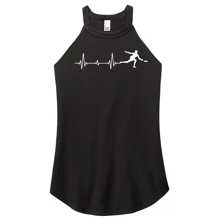 Great Frisbee Heartbeat Gift Ultimate Women’s Perfect Tri Rocker Tank