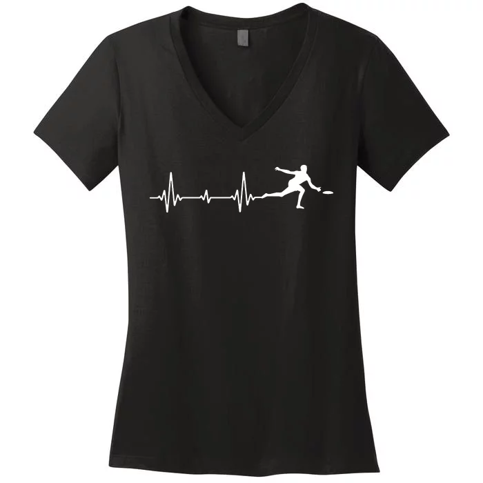 Great Frisbee Heartbeat Gift Ultimate Women's V-Neck T-Shirt