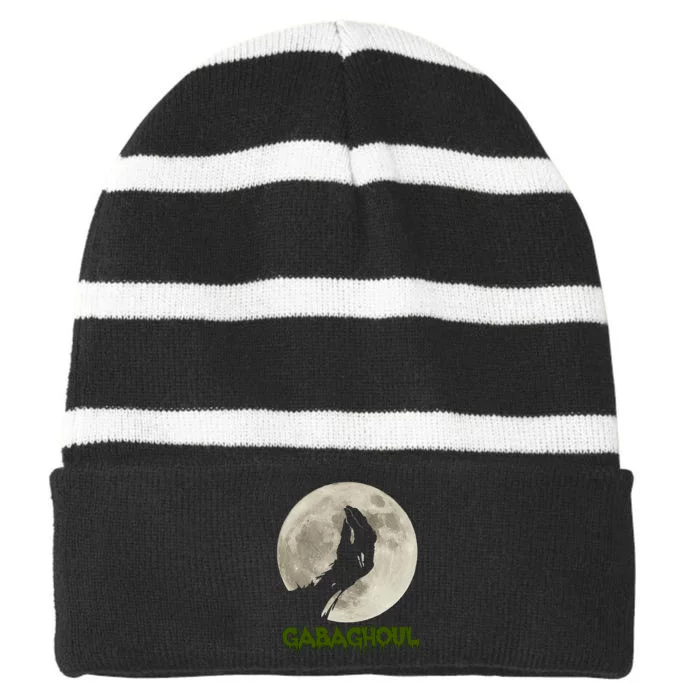 Gabaghoul Funny Hand Moon Halloween Striped Beanie with Solid Band