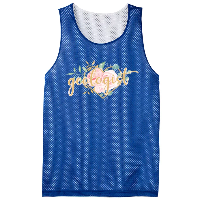 Geologist Floral Heart Pink Watercolor Roses Mothers Day Gift Mesh Reversible Basketball Jersey Tank